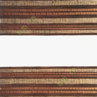 Dark chocolate brown gold color horizontal stripes with transparent net fabric embossed pattern textured finished background zebra blind